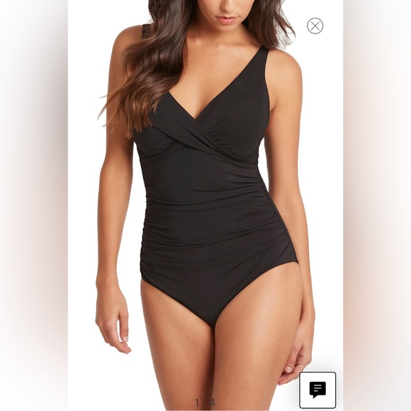 sea level Other - SEA LEVEL Cross Front One-Piece Swimsuit Size 14 Black